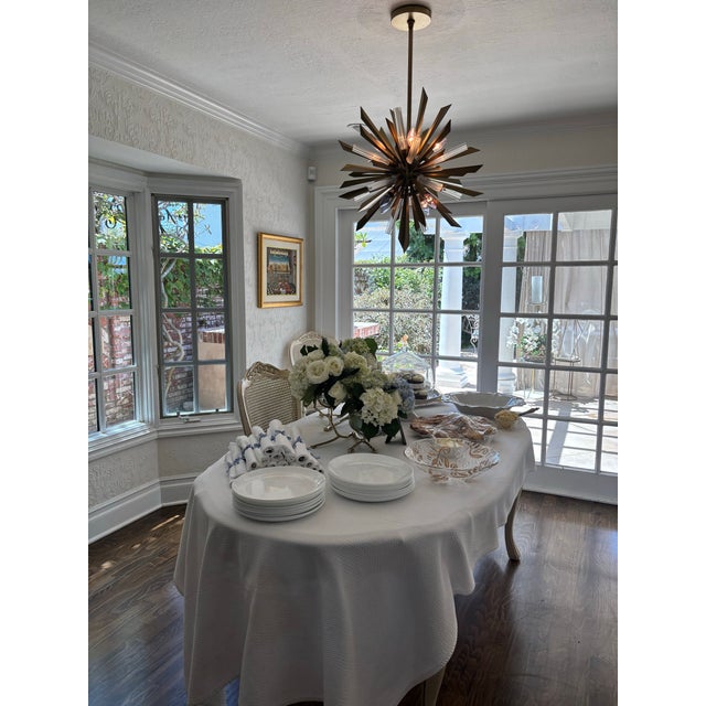 Transitional Anterior Waldorf 8 Light Crystal and Antique Brass Chandelier For Sale - Image 3 of 4