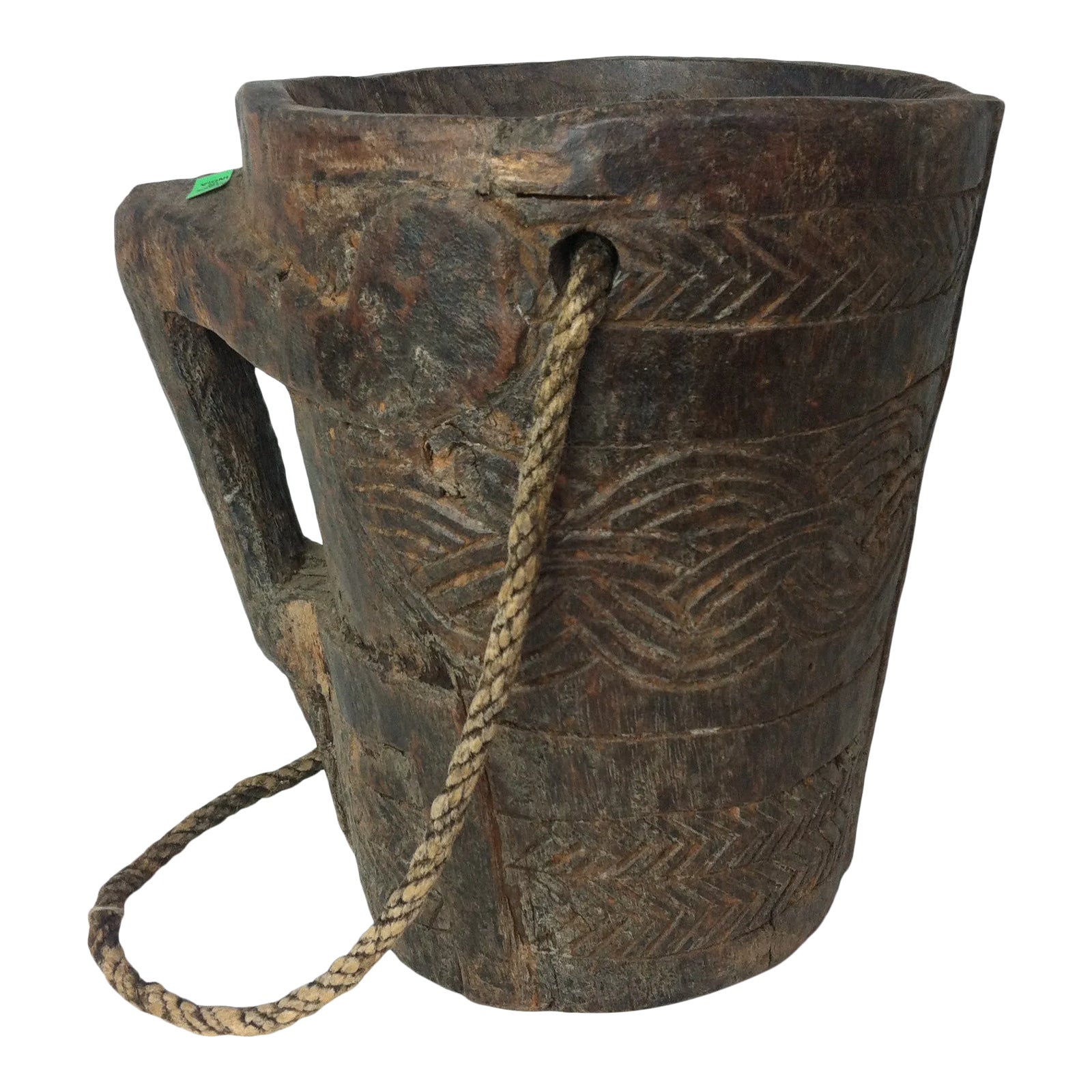 Vintage Indian Carved Wooden Raita Pot | Chairish