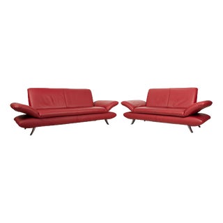 Sofas in Red Leather from Koinor Rossini, Set of 2 For Sale