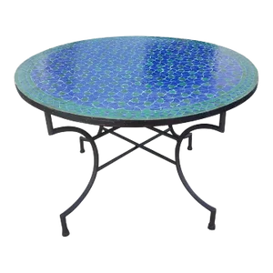 48" Moroccan Mosaic Blue and Green Round Table
