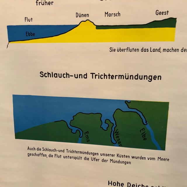 Mid 20th Century Mid 20th Century German Scientific Ocean Tidal Erosion Geology Rollup Chart For Sale - Image 5 of 12