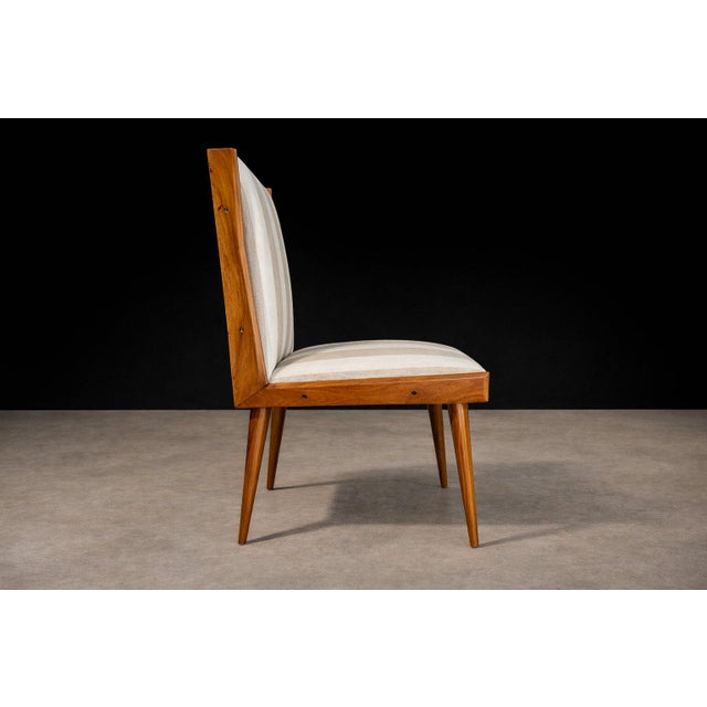 Brazilian Modern Set of Eight Dining Chairs in Caviúna Wood & Fabric, Giuseppe Scapinelli, Brazil, 1950s For Sale - Image 16 of 18