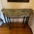 Stone Top Wrought Iron decorative table with parrot detail on bottom left. True vintage item.