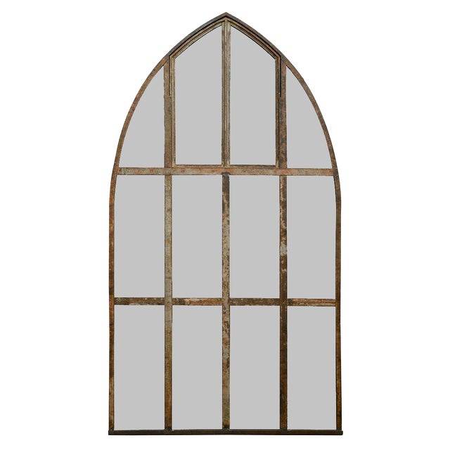 Large Arched Industrial Mirror For Sale