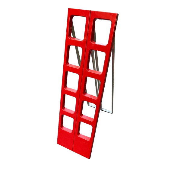 Vintage Red Foldable Ladder Scaleo from Velca, Italy, 1970s For Sale