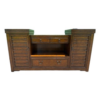 Marge Carson- Vintage Marble Top Flip-Top Sideboard/Buffet For Sale