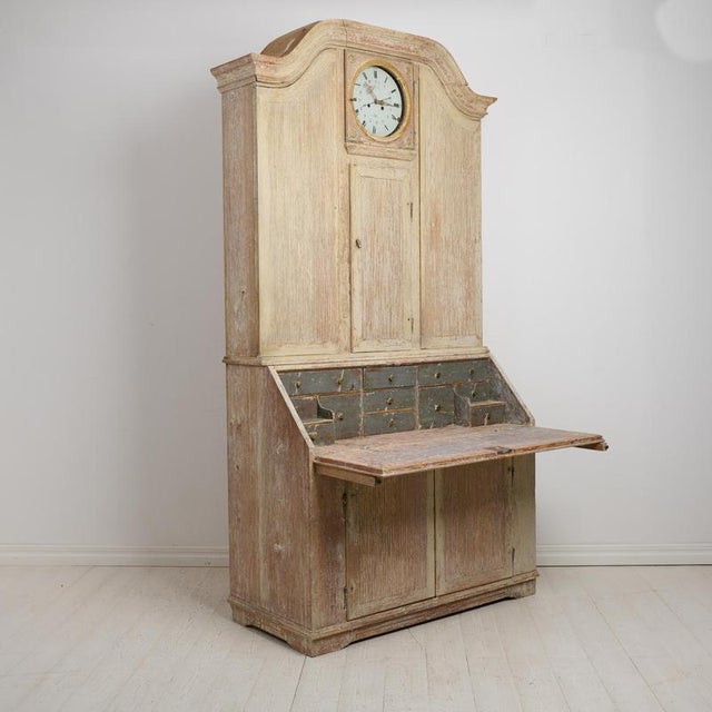 Swedish Secretaire Cabinet with Clock For Sale - Image 17 of 18