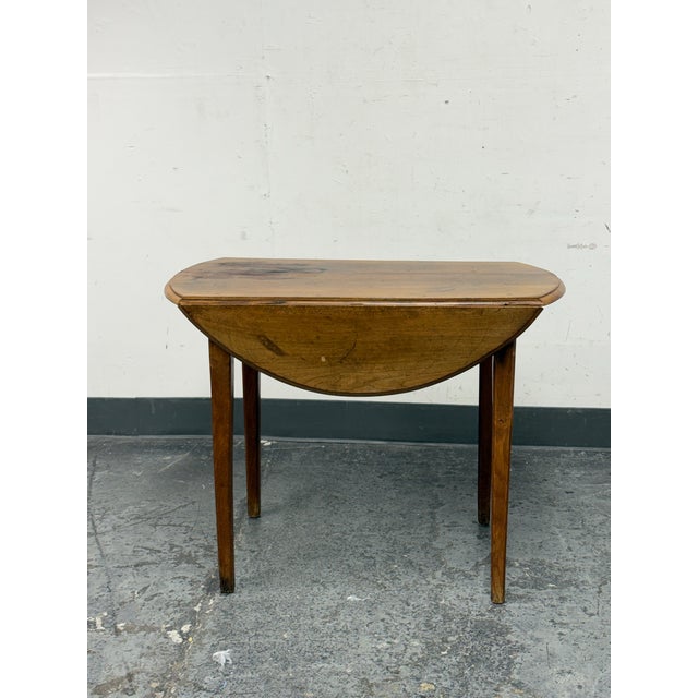 French Antique French Drop Leaf Round Farm Table For Sale - Image 3 of 12
