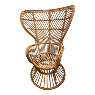 Rattan Peacock Chair, Circa 1960s, Attributed to Gio Ponti and Lio Carminati For Sale