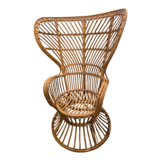 Rattan Peacock Chair, Circa 1960s, Attributed to Gio Ponti and Lio Carminati For Sale