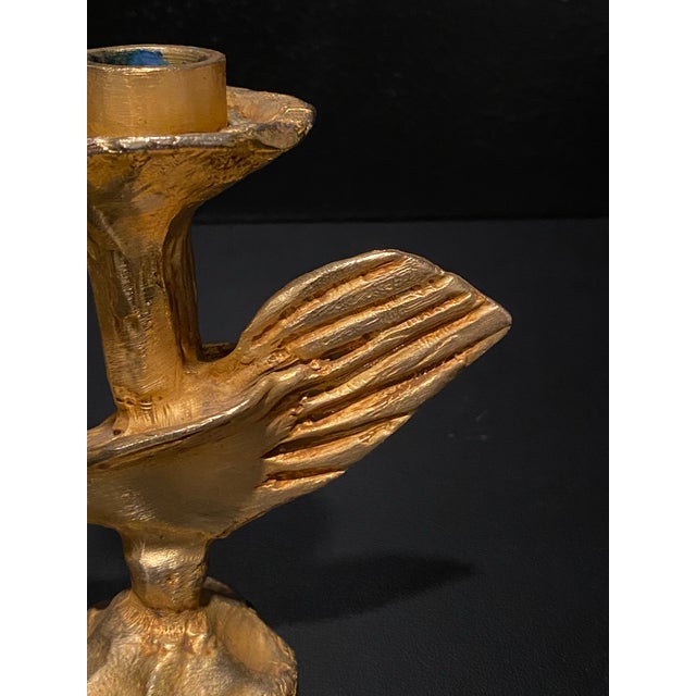 Mid 20th Century Mid 20th Century Pierre Casenove Bronze Gold Gilded Candle Holder For Sale - Image 5 of 5