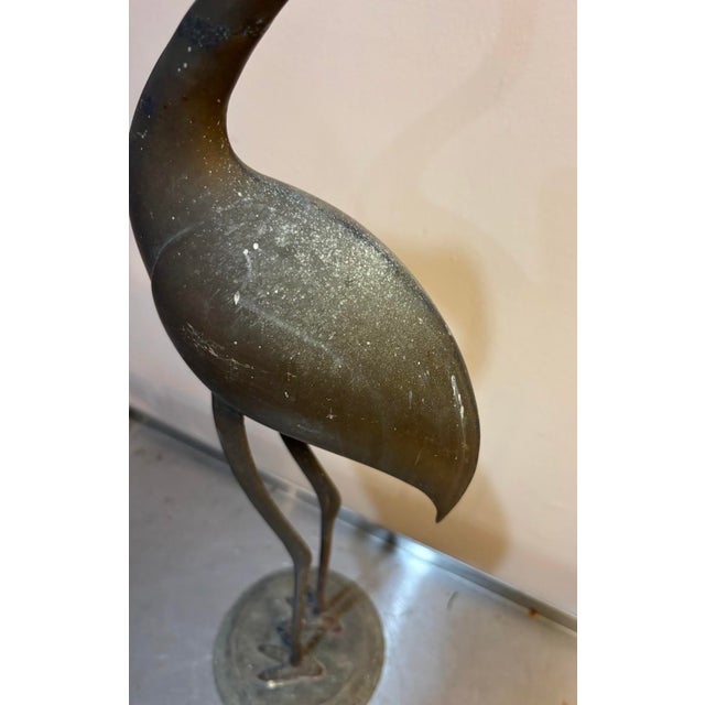 Brass Flamingo / Crane Statue For Sale - Image 4 of 5