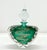 Glass Vintage Mid Century Emerald and Gold Hand Blown Art Glass Perfume Bottle With Clear Glass Stopper For Sale - Image 7 of 7