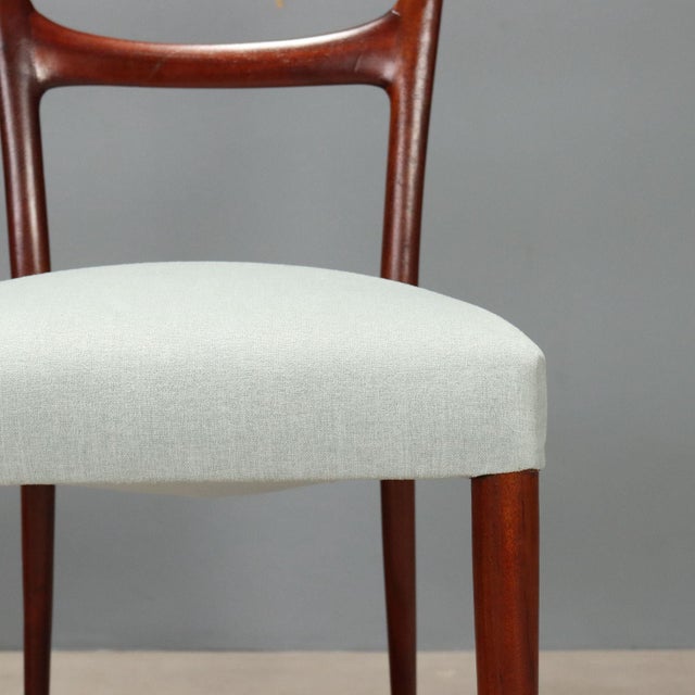 Vintage Chairs in Mahogany and Fabric, Italy, 1950s, Set of 4 For Sale - Image 5 of 9