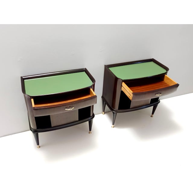 Ebonized Walnut and Beech Nightstands in the style of Tomaso Buzzi, 1950s, Set of 2 For Sale - Image 6 of 11