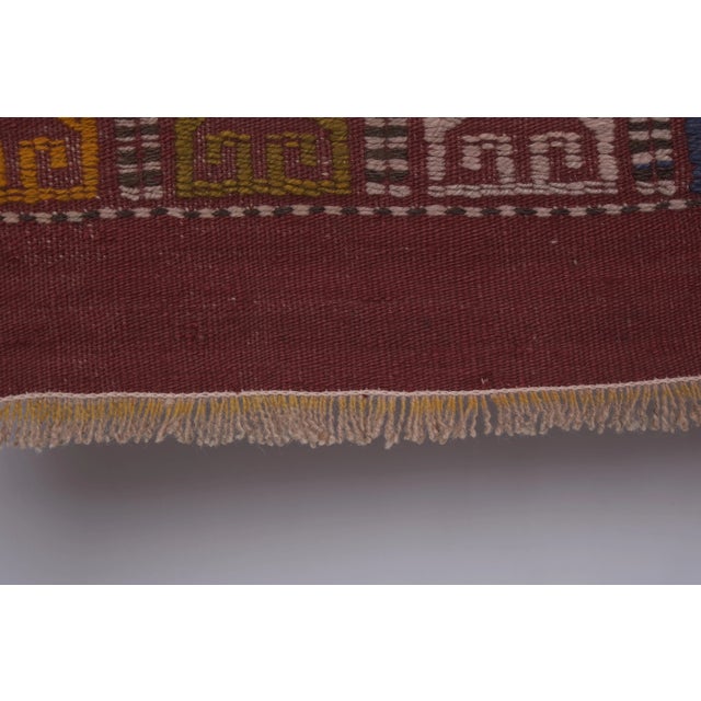 Brick Red 1960s Vintage Colorful Turkish Jajim Kilim Rug 4'6'' X 6'8'' For Sale - Image 8 of 13