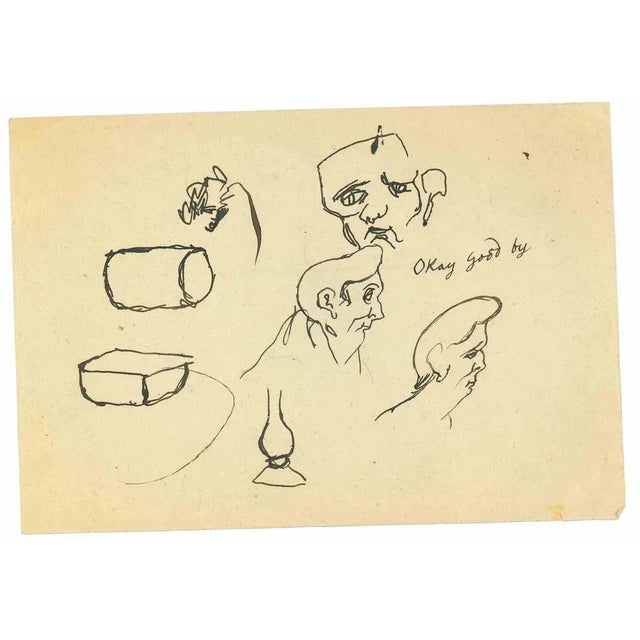 Ok GoodBye is an original Drawing in pen on paper realized by Mino Maccari in mid 20th century. Good conditions with some...