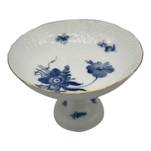 Royal Copenhagen "Blue Flowers" Gold Rimmed Porcelain Compote or Cake Stand