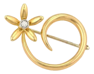 Asprey of London 18k Gold Diamond Daisy Spiral Pin Brooch