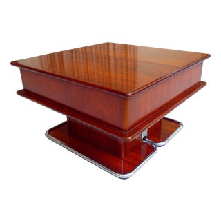 Mid-Century Modern Bar Table with Opening Mechanism and Chrome Trim, 1960s For Sale