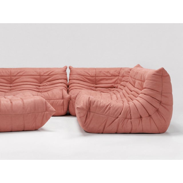 Pink Togo Sofa Set in Pink by Michel Ducaroy for Ligne Roset, Set of 5 For Sale - Image 8 of 14
