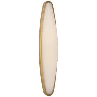 AERIN for Visual Comfort Signature Ezra Large Bath Sconce in Hand-Rubbed Antique Brass with White Glass For Sale