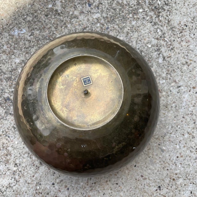 1980s Hammered 6” Brass Bowl Vase For Sale - Image 5 of 7