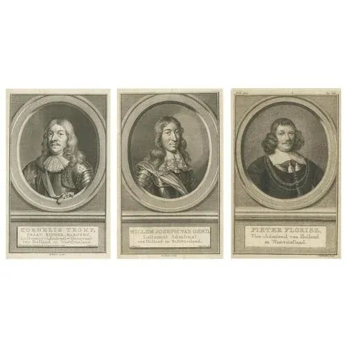 Dutch Naval Portraits, 1700, Paper, Set of 3 For Sale - Image 10 of 10