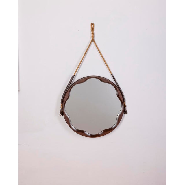 Vintage Italian Wall Mirror in Shaped Wood, 1970s For Sale - Image 10 of 10