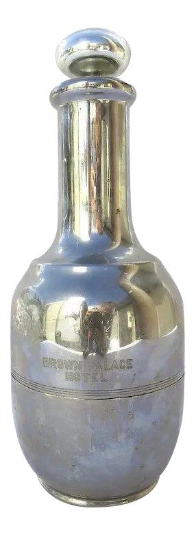 Vintage Cocktail Carafe Pitcher with Mercury Glass Stopper from the Historic Brown Palace Hotel Denver Colorado