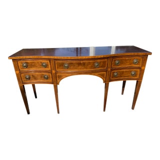 Circa 1970’s Baker Furniture Hepplewhite Serpentine Front Inlaid Sideboard For Sale