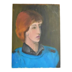 Figurative Portrait Still Life Painting of a Woman in Blue - Clair Seglem