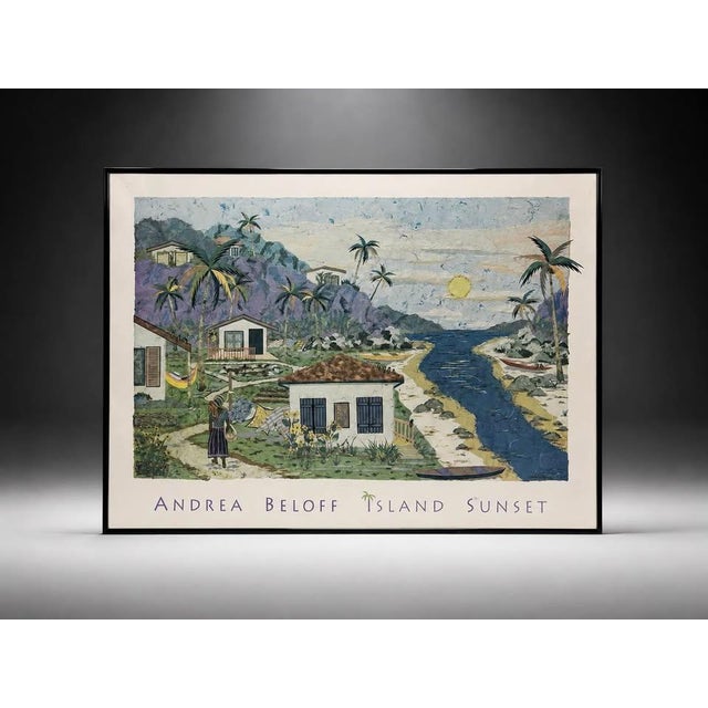 Late 20th Century Island Sunset Framed Poster by Andrea Beloff For Sale - Image 9 of 9