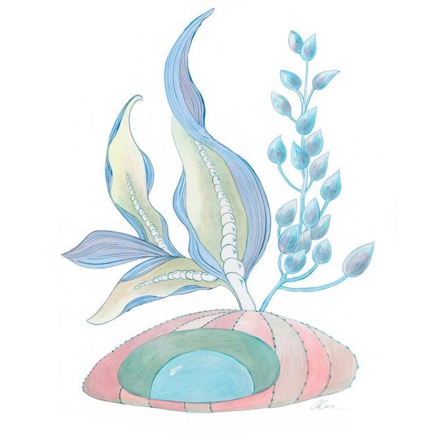 Blue "Seaweed Fantasy Series" Contemporary Coastal Coral Reef Acrylic Paintings by Allison Cosmos - Set of 9 For Sale - Image 8 of 11