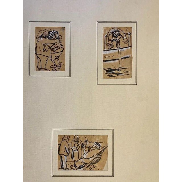 Travel, in 1915, is an original drawing in china ink and white lead on brown paper realized by Gabriele Galantara...