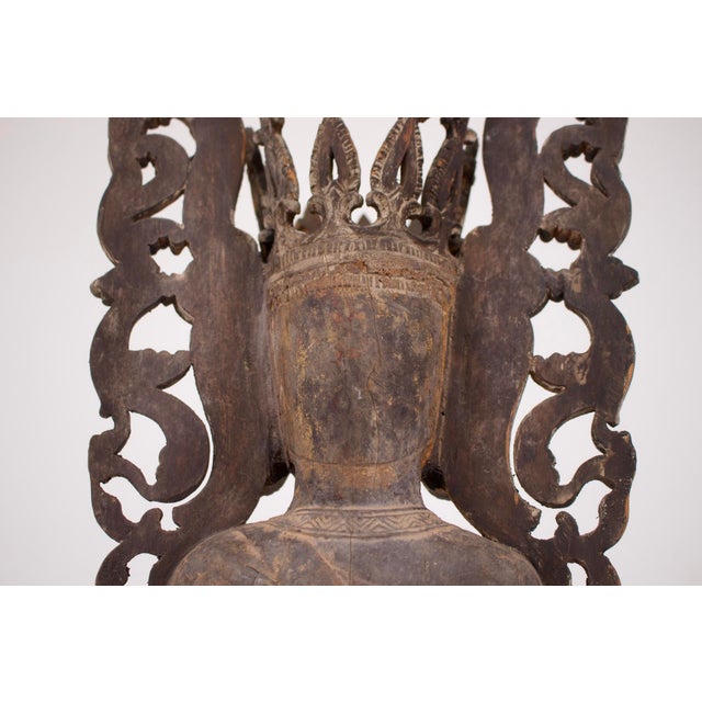 Burmese Artist, Crowned Buddha Shan / Ava Figure, Wood For Sale - Image 9 of 14
