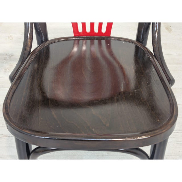25 Armchair in Beech with Red Fan from Ton, 1965 For Sale - Image 12 of 14