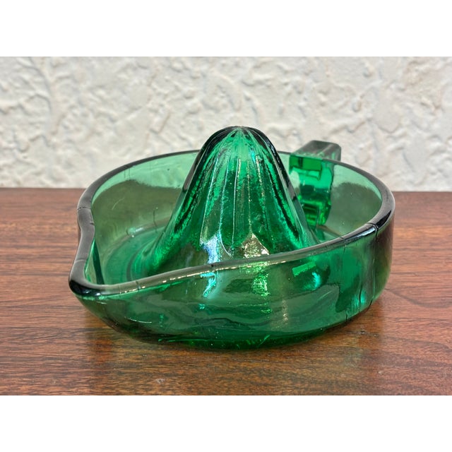 Midcentury Dark Green Glass Juicer For Sale - Image 4 of 9