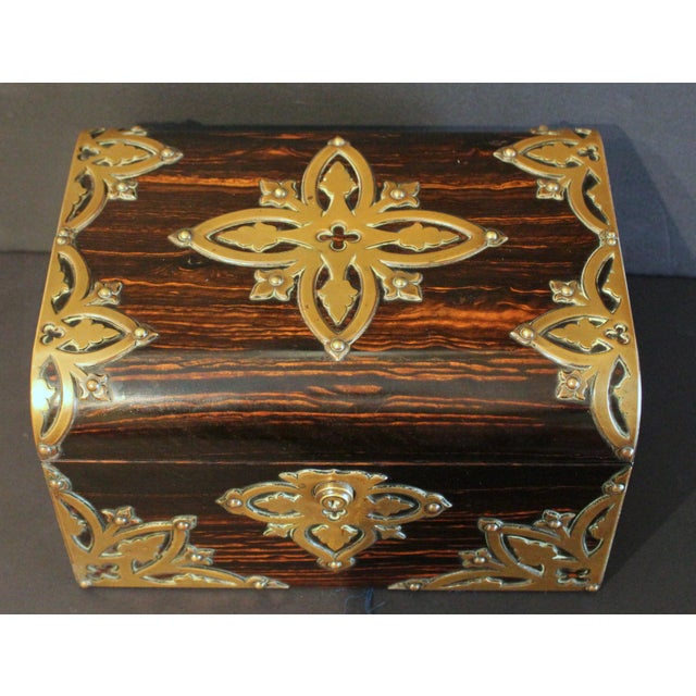 Late 19th Century C. 1880 English Coromandel Brass Mounted Jewelry Box For Sale - Image 5 of 9