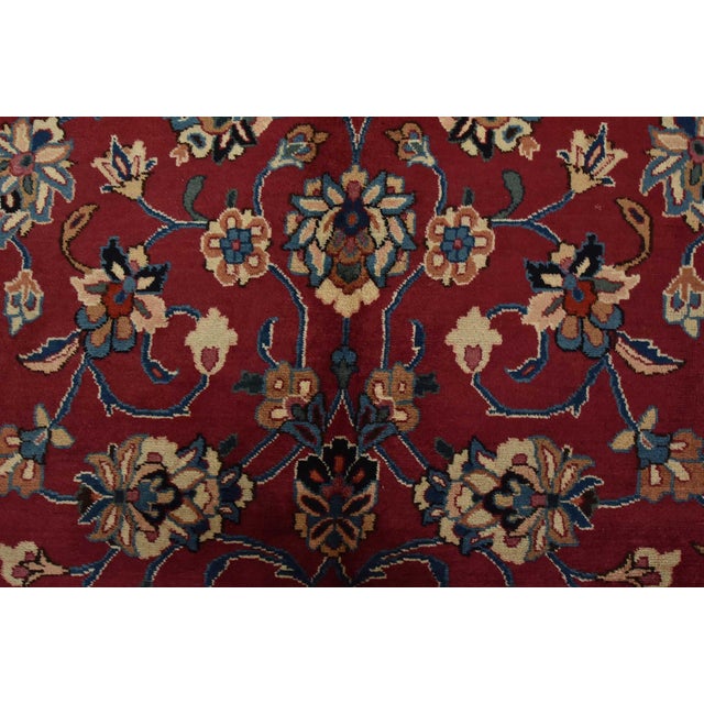 Mashad Rug 9’11” X 13’1” Red Wool Vintage Traditional Hand-Knotted Carpet For Sale - Image 11 of 15