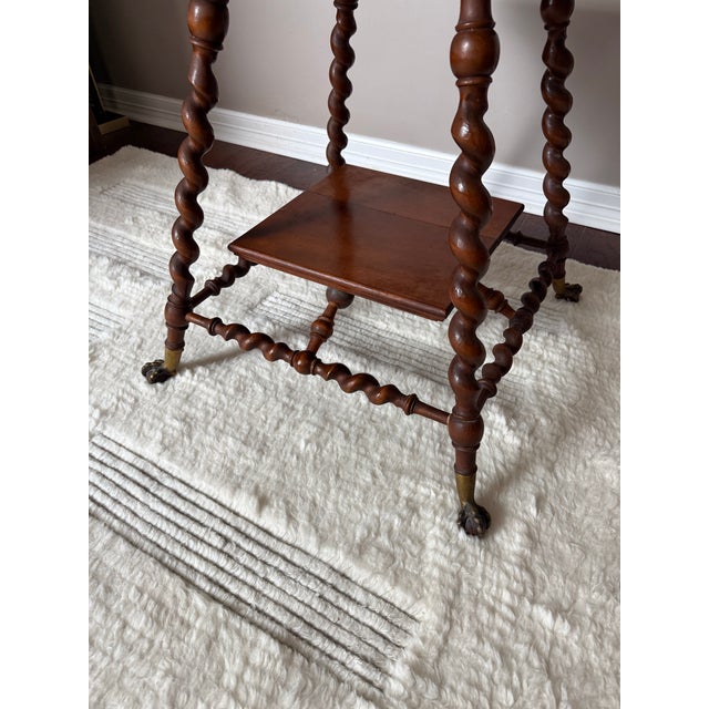 Antique Solid Wood Barley Twist Lamp Side/Table With Claw Feet After Merklen Furniture Company For Sale - Image 11 of 12