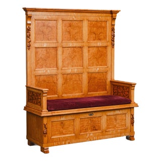Antique Chest Bench in Ash Wood, 1900s For Sale