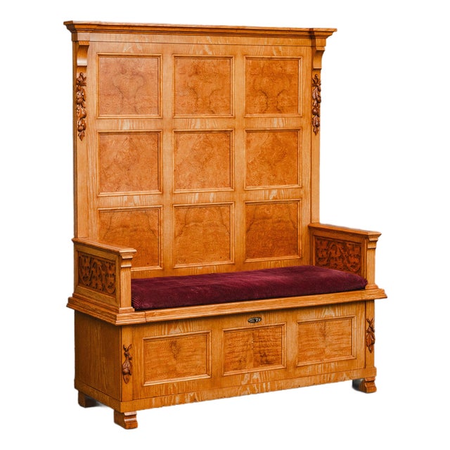 Antique Chest Bench in Ash Wood, 1900s For Sale