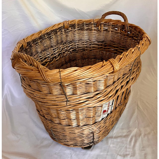 Large Antique French Wicker Champagne Harvest Basket For Sale - Image 10 of 18