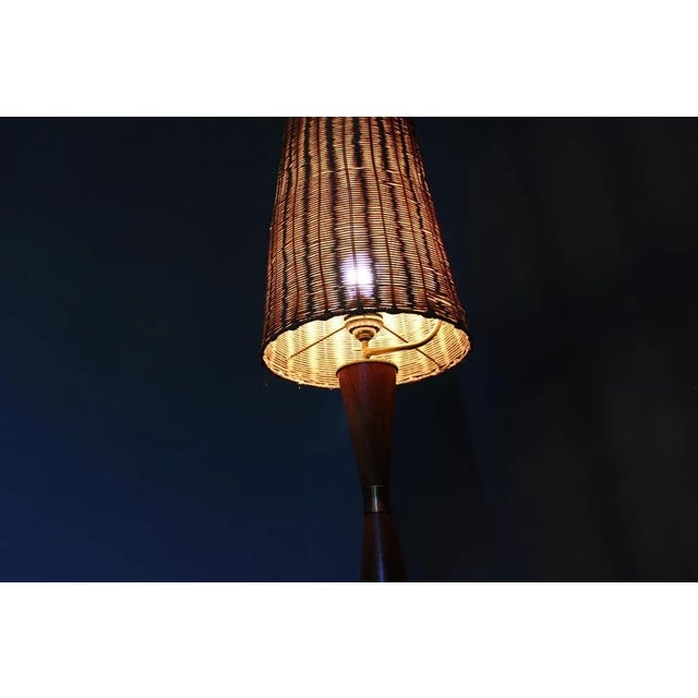 Wooden Table Lamp with Wicker Shade from Parker Knoll, Britain, 1960s For Sale - Image 10 of 13