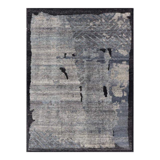 Indian Modern Abstract Area Rug With All-Over Modern Design For Sale