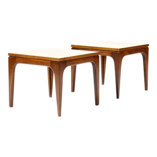 Mid Century Square Walnut Side Tables-a Pair For Sale