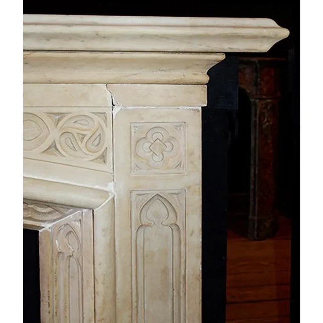 Antique Marble Gothic Revival Style Mantel For Sale In New York - Image 6 of 7