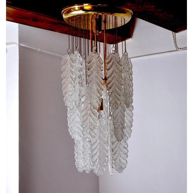 Gold Murano Glass Leaf Chandelier from Mazzega, Italy, 1970s For Sale - Image 8 of 8