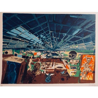Vintage John Hultberg Greenhouse Signed Serigraph For Sale